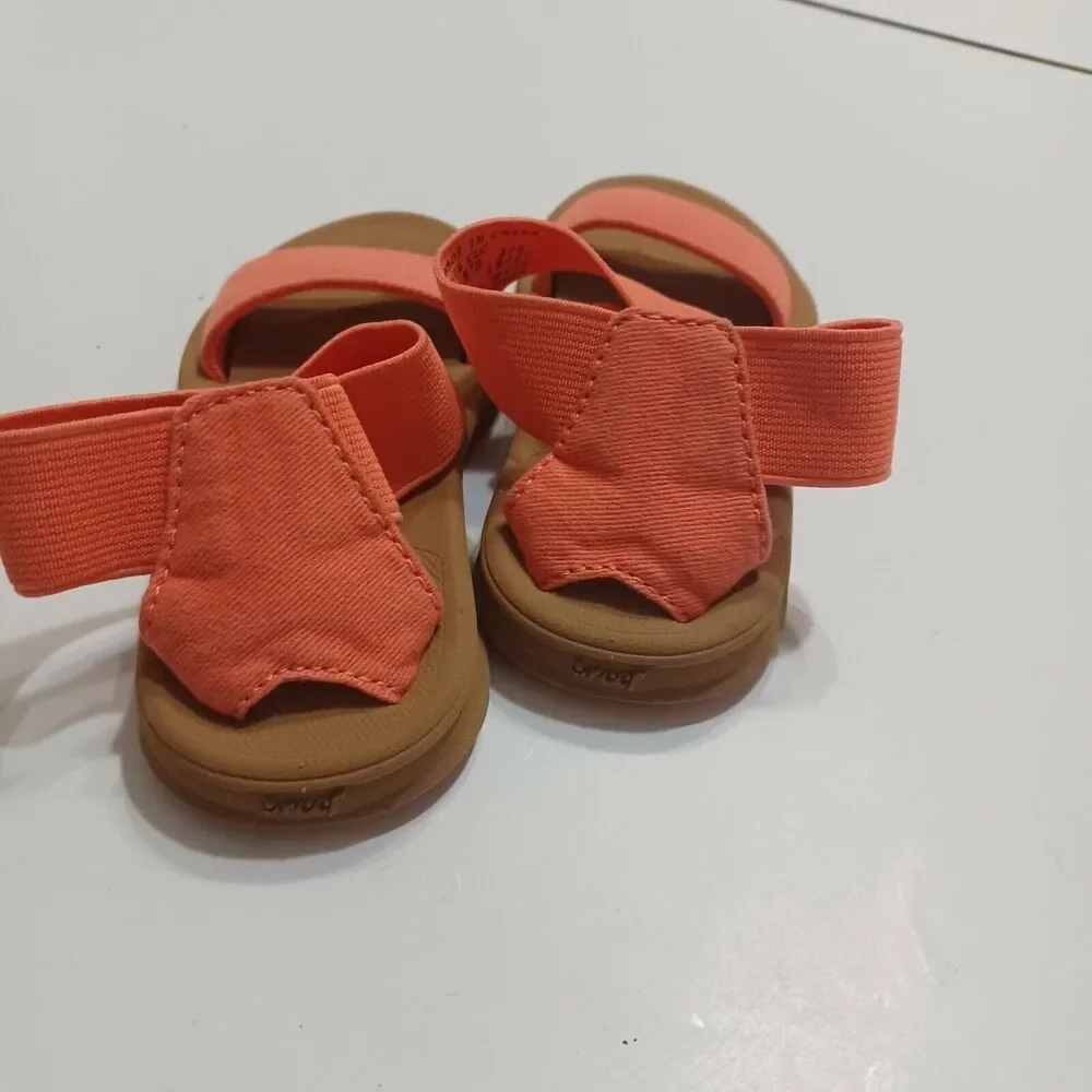 Reef Girls D-16 CLC Sandals Coral Brown Stretch Ankle Strap 3‎ k 4k New